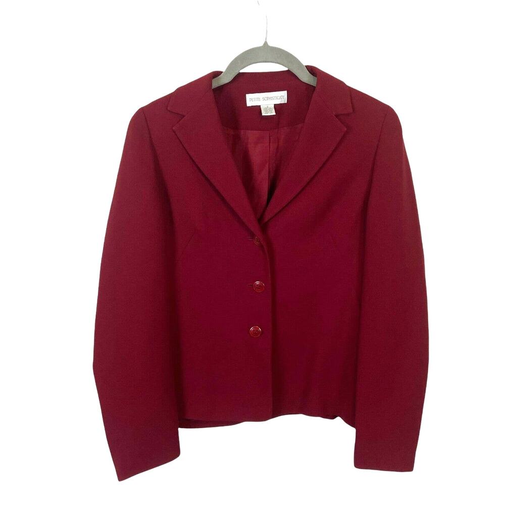 Blazer Librarian Chic Retro Vintage Petite Sophisticate Women's Maroon Size 0